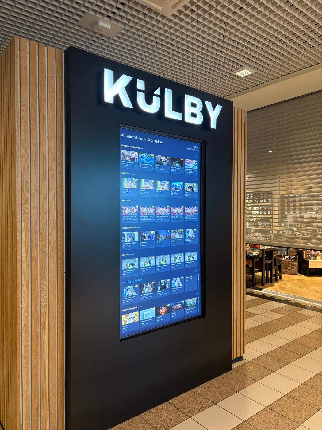 Kulby-merket informasjonskiosk med kulturprogram i kjøpesenteret Alti Amanda i Haugesund